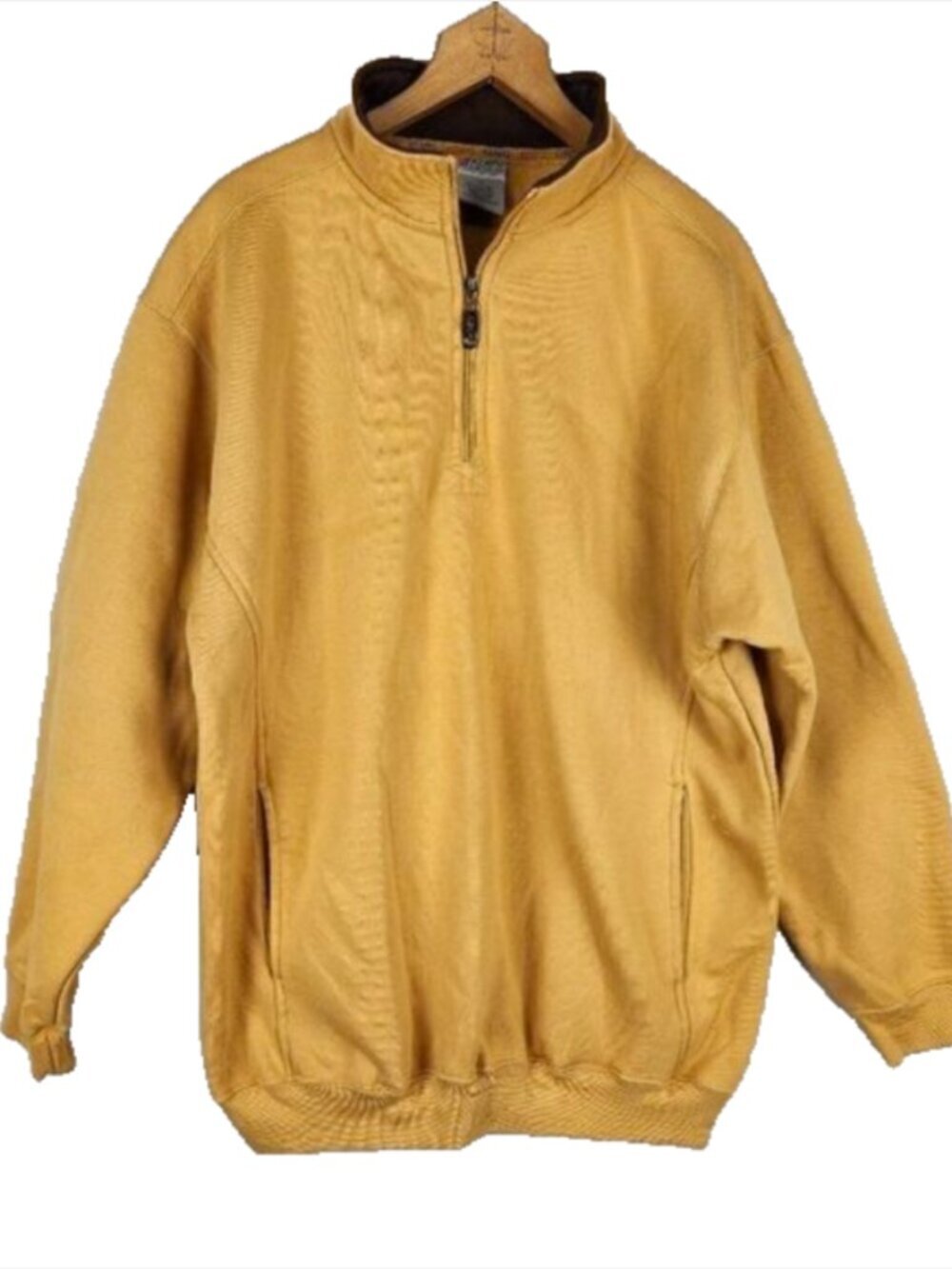 Kenpo Knit Wear Mens 1/4 Zip Pullover Jacket M Gold Reinforced Elbow Collar